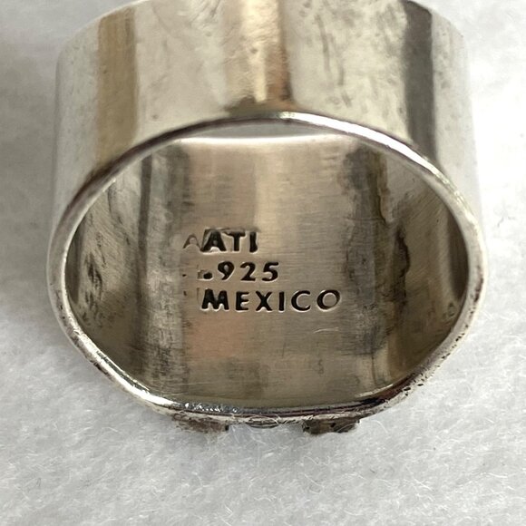 Sterling Silver 925 ATI Mexico Bead Ball Wide Band Ring Tapered Shank Sz 5.5 - Picture 8 of 16